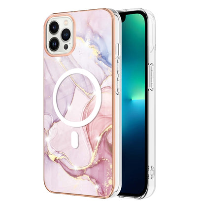 For iPhone 14 Pro Max Marble Pattern Dual-side IMD Magsafe TPU Phone Case(Rose Gold 005) - iPhone 14 Pro Max Cases by buy2fix | Online Shopping UK | buy2fix