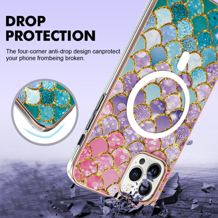 For iPhone 15 Pro Max Marble Pattern Dual-side IMD Magsafe TPU Phone Case(Colorful Scales) - iPhone 15 Pro Max Cases by buy2fix | Online Shopping UK | buy2fix