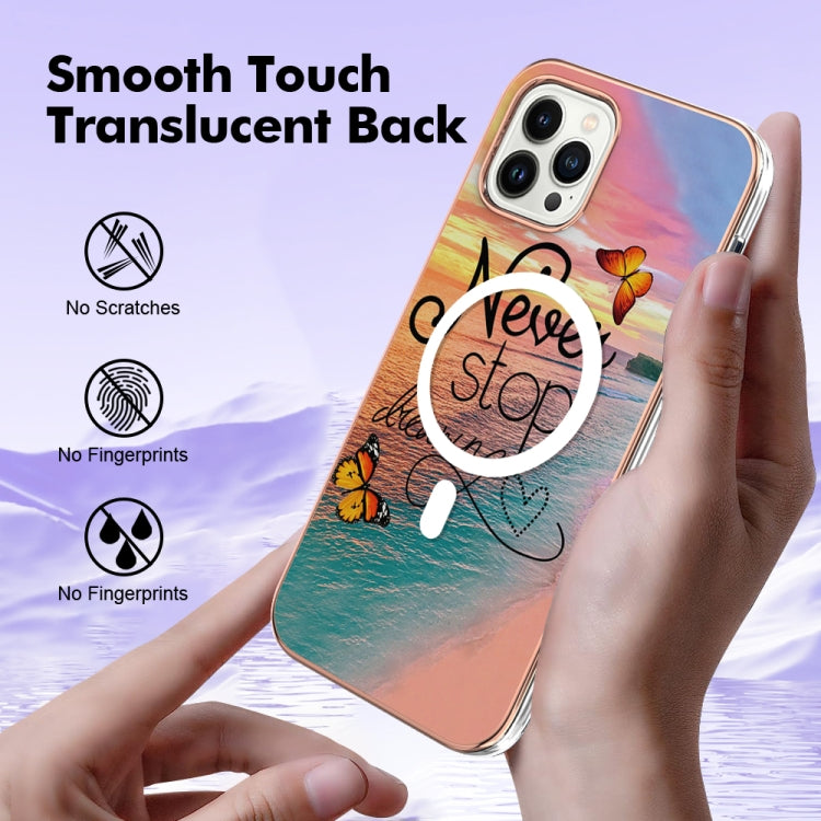 For iPhone 15 Pro Marble Pattern Dual-side IMD Magsafe TPU Phone Case(Dream Butterfly) - iPhone 15 Pro Cases by buy2fix | Online Shopping UK | buy2fix