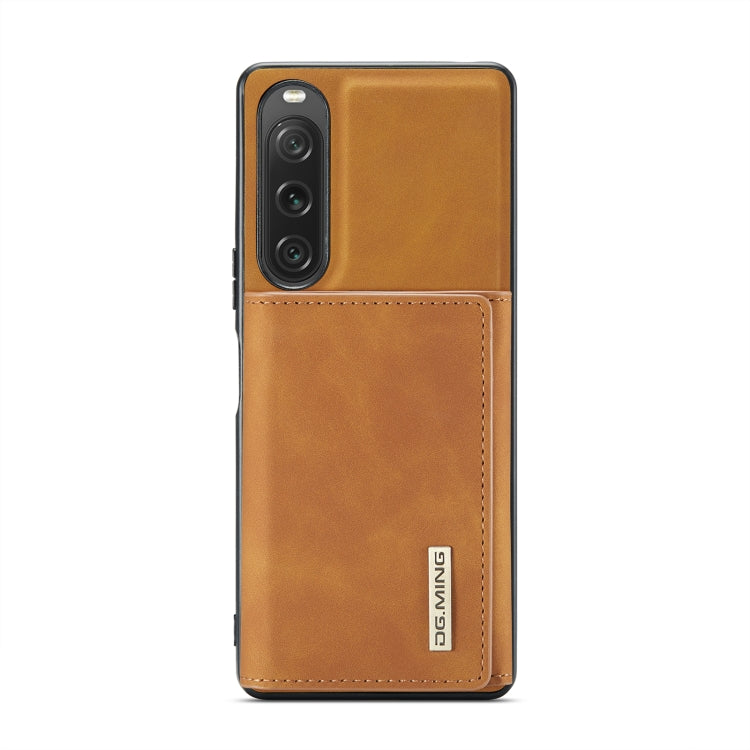 For Sony Xperia 10 V DG.MING M1 Series 3-Fold Multi Card Wallet + Magnetic Phone Case(Brown) - Sony Cases by DG.MING | Online Shopping UK | buy2fix