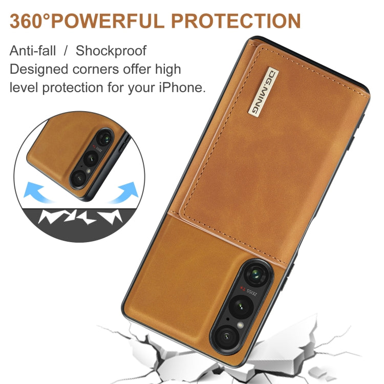 For Sony Xperia 1 VI DG.MING M1 Series 3-Fold Multi Card Wallet + Magnetic Phone Case(Brown) - Sony Cases by DG.MING | Online Shopping UK | buy2fix