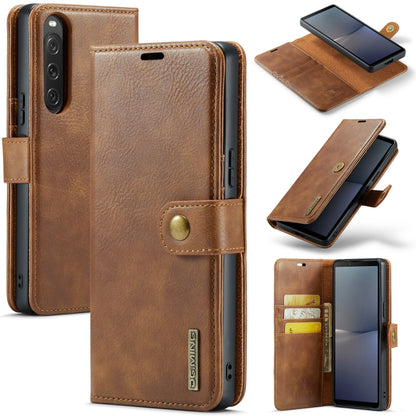 For Sony Xperia 10 V DG.MING Crazy Horse Texture Detachable Magnetic Leather Phone Case(Brown) - Sony Cases by DG.MING | Online Shopping UK | buy2fix