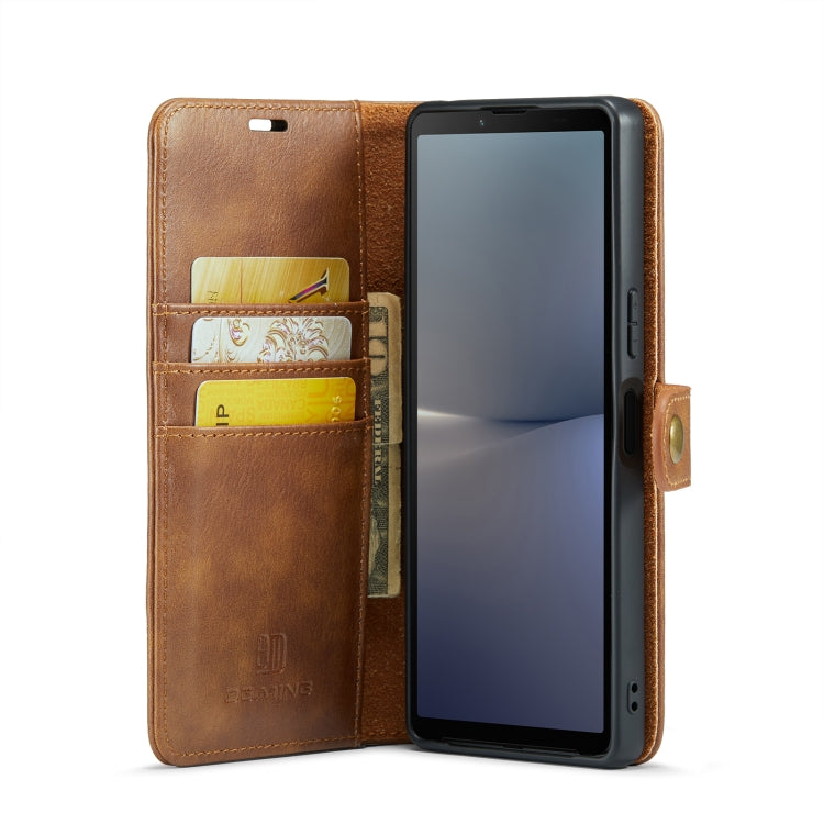 For Sony Xperia 10 V DG.MING Crazy Horse Texture Detachable Magnetic Leather Phone Case(Brown) - Sony Cases by DG.MING | Online Shopping UK | buy2fix