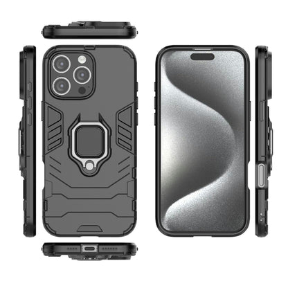 For iPhone 16 Pro Max Shockproof PC + TPU Holder Phone Case(Black) - iPhone 16 Pro Max Cases by buy2fix | Online Shopping UK | buy2fix