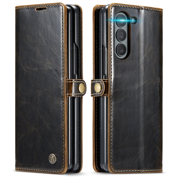 For Samsung Galaxy Z Fold5 CaseMe-003 PU + PC Business Style Crazy Horse Texture Leather Phone Case(Coffee) - Galaxy Z Fold5 Cases by CaseMe | Online Shopping UK | buy2fix