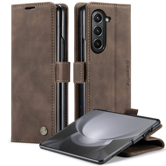 For Samsung Galaxy Z Fold5 CaseMe-013 Multifunctional Retro Frosted Leather Phone Case(Coffee) - Galaxy Z Fold5 Cases by CaseMe | Online Shopping UK | buy2fix