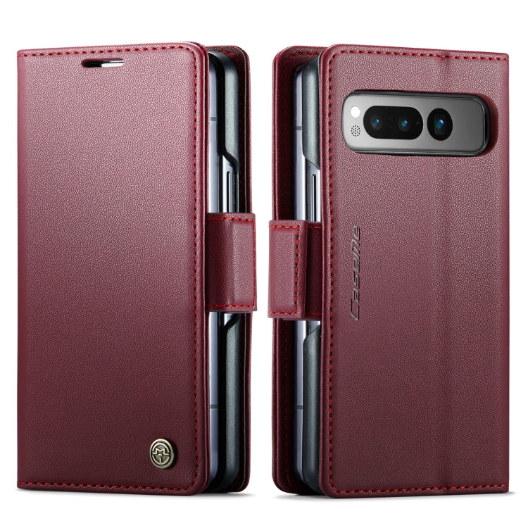 For Google Pixel Fold CaseMe 023 Butterfly Buckle Litchi Texture RFID Anti-theft Leather Phone Case(Wine Red) - Google Cases by CaseMe | Online Shopping UK | buy2fix