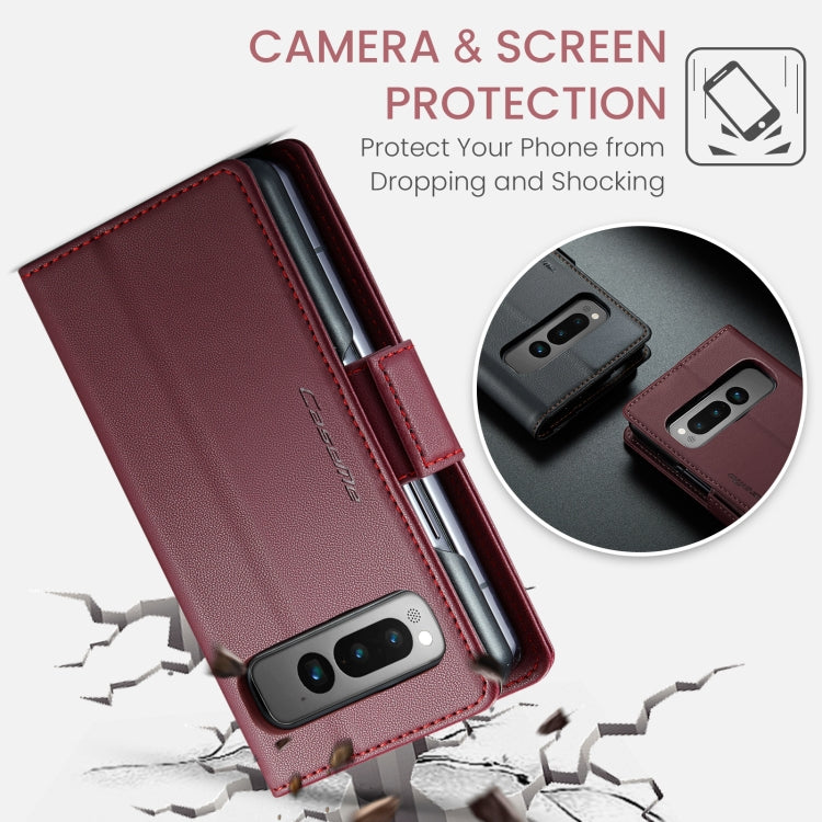 For Google Pixel Fold CaseMe 023 Butterfly Buckle Litchi Texture RFID Anti-theft Leather Phone Case(Wine Red) - Google Cases by CaseMe | Online Shopping UK | buy2fix