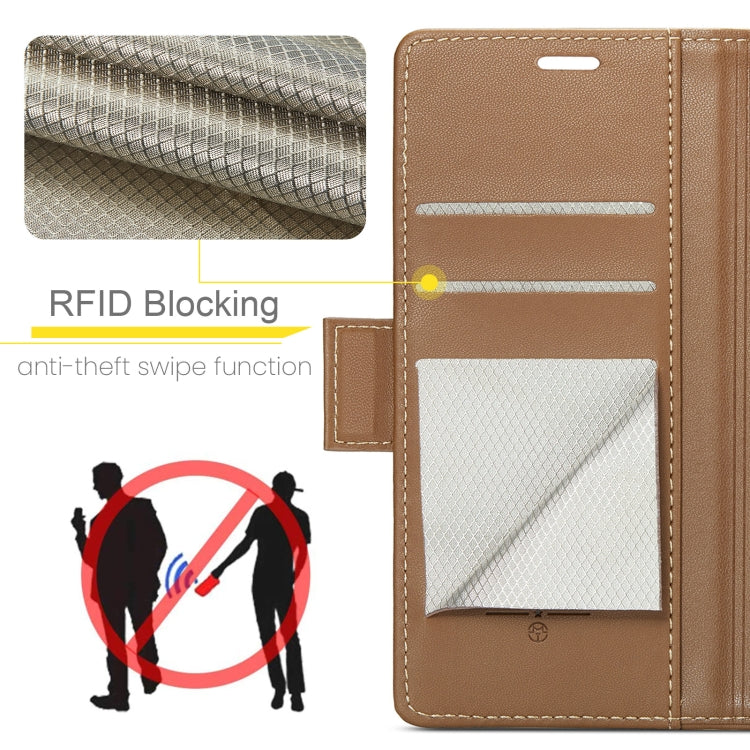 For Samsung Galaxy Z Fold6 5G CaseMe 023 Butterfly Buckle Litchi Texture RFID Anti-theft Leather Phone Case(Brown) - Galaxy Z Fold6 5G Cases by CaseMe | Online Shopping UK | buy2fix