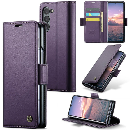 For Samsung Galaxy Z Fold6 5G CaseMe 023 Butterfly Buckle Litchi Texture RFID Anti-theft Leather Phone Case(Pearly Purple) - Galaxy Z Fold6 5G Cases by CaseMe | Online Shopping UK | buy2fix