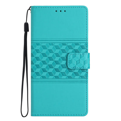 For iPhone 16 Plus Diamond Embossed Skin Feel Leather Phone Case(Blue) - iPhone 16 Plus Cases by buy2fix | Online Shopping UK | buy2fix