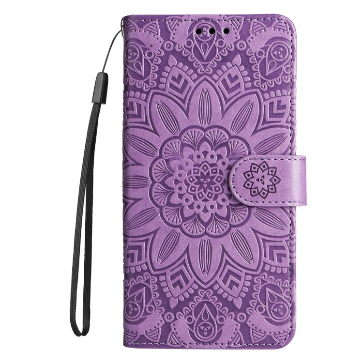 For Samsung Galaxy S23 FE 5G Embossed Sunflower Leather Phone Case(Purple) - Galaxy S23 FE 5G Cases by buy2fix | Online Shopping UK | buy2fix