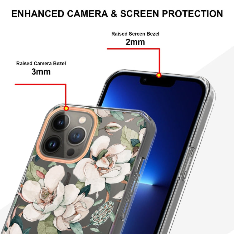 For iPhone 16 Pro Max Flowers and Plants Series IMD TPU Phone Case(Green Gardenia) - iPhone 16 Pro Max Cases by buy2fix | Online Shopping UK | buy2fix