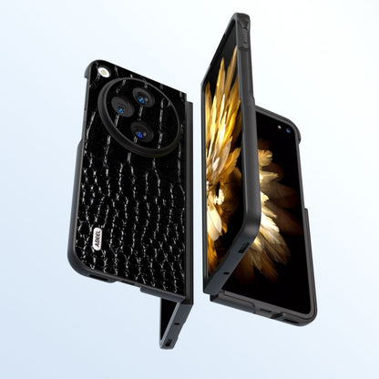 For OPPO Find N3 ABEEL Genuine Leather Crocodile Pattern Black Edge Phone Case(Black) - Find N3 Cases by buy2fix | Online Shopping UK | buy2fix