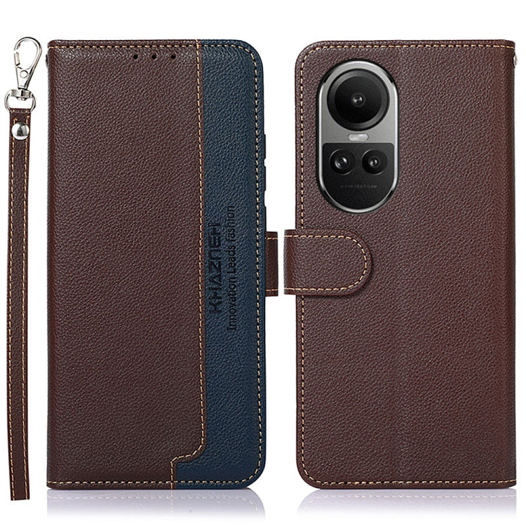 For OPPO Reno10 / Reno10 Pro Global KHAZNEH Litchi Texture Leather RFID Phone Case(Brown) - OPPO Cases by buy2fix | Online Shopping UK | buy2fix
