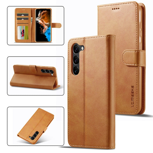 For Samsung Galaxy S24 5G LC.IMEEKE Calf Texture Leather Phone Case(Brown) - Galaxy S24 5G Cases by LC.IMEEKE | Online Shopping UK | buy2fix