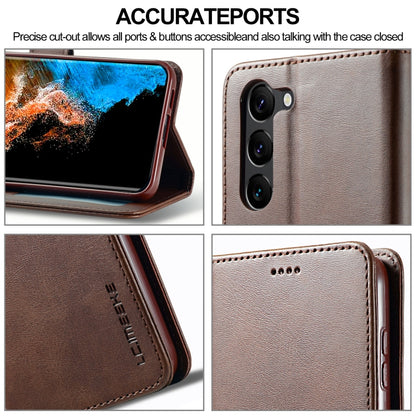 For Samsung Galaxy S24+ 5G LC.IMEEKE Calf Texture Leather Phone Case(Coffee) - Galaxy S24+ 5G Cases by LC.IMEEKE | Online Shopping UK | buy2fix