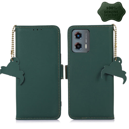 For Motorola Moto G 5G 2023 Genuine Leather Magnetic RFID Leather Phone Case(Green) - Motorola Cases by buy2fix | Online Shopping UK | buy2fix