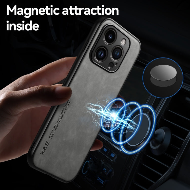 For iPhone 16 Pro Max Skin Feel Magnetic Leather Back Phone Case(Dark Grey) - iPhone 16 Pro Max Cases by buy2fix | Online Shopping UK | buy2fix