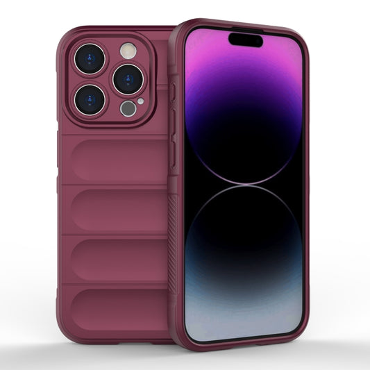 For iPhone 15 Pro Magic Shield TPU + Flannel Phone Case(Wine Red) - iPhone 15 Pro Cases by buy2fix | Online Shopping UK | buy2fix