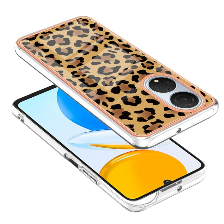 For Honor X7 Electroplating Marble Dual-side IMD Phone Case(Leopard Print) - Honor Cases by buy2fix | Online Shopping UK | buy2fix