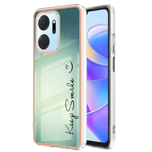 For Honor X7a Electroplating Marble Dual-side IMD Phone Case(Smile) - Honor Cases by buy2fix | Online Shopping UK | buy2fix