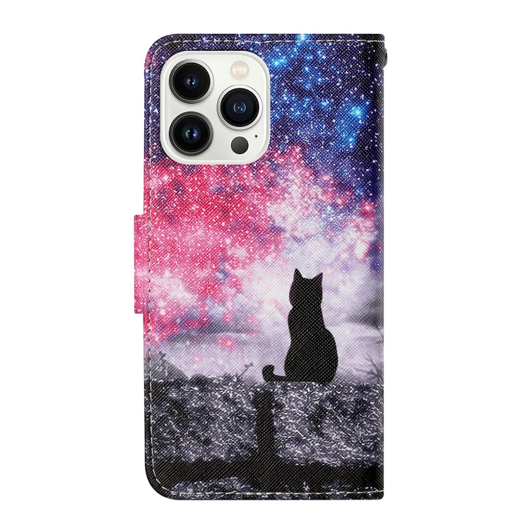 For iPhone 16 Pro Max 3D Colored Drawing Flip Leather Phone Case(Star Cat) - iPhone 16 Pro Max Cases by buy2fix | Online Shopping UK | buy2fix