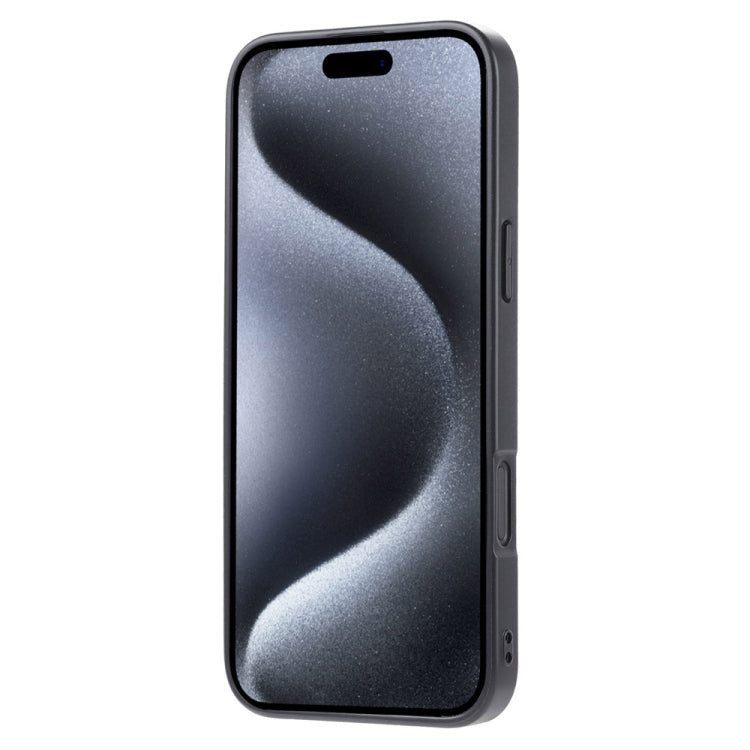 For iPhone 16 Calfskin Card Slot TPU Hybrid PU Phone Case(Black) - iPhone 16 Cases by buy2fix | Online Shopping UK | buy2fix