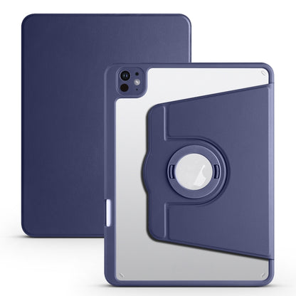 For iPad Pro 13 2024 Acrylic 360 Rotation Detachable Leather Tablet Case(Dark Blue) - iPad Pro 13 2024 Cases by buy2fix | Online Shopping UK | buy2fix