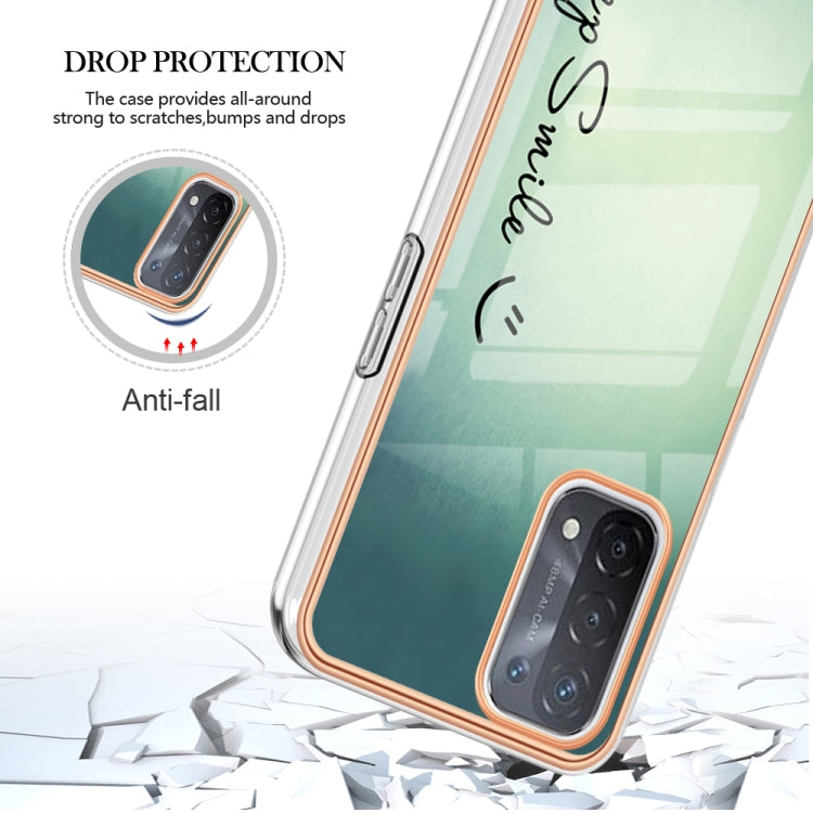 For OPPO A74 / A93 5G / A54 5G / A93s 5G Electroplating Marble Dual-side IMD Phone Case(Smile) - OPPO Cases by buy2fix | Online Shopping UK | buy2fix