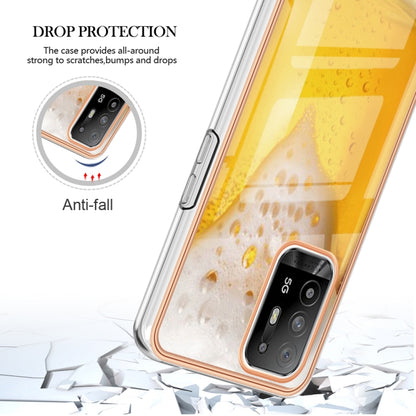 For OPPO A94 5G / A95 5G Electroplating Marble Dual-side IMD Phone Case(Draft Beer) - OPPO Cases by buy2fix | Online Shopping UK | buy2fix