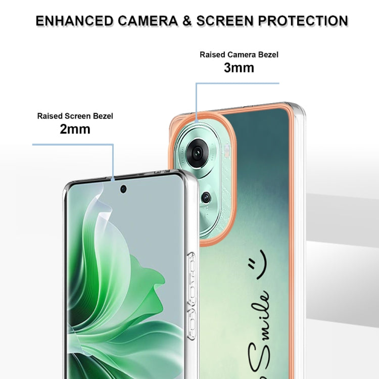 For OPPO Reno11 5G Global Electroplating Marble Dual-side IMD Phone Case(Smile) - Reno11 Cases by buy2fix | Online Shopping UK | buy2fix