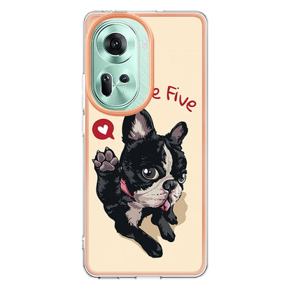 For OPPO Reno11 5G Global Electroplating Marble Dual-side IMD Phone Case(Lucky Dog) - Reno11 Cases by buy2fix | Online Shopping UK | buy2fix