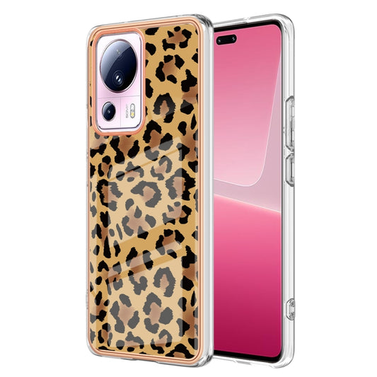 For Xiaomi 13 Lite 5G Electroplating Marble Dual-side IMD Phone Case(Leopard Print) - 13 Lite Cases by buy2fix | Online Shopping UK | buy2fix