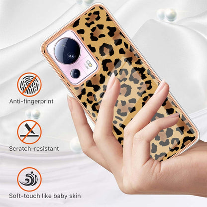 For Xiaomi 13 Lite 5G Electroplating Marble Dual-side IMD Phone Case(Leopard Print) - 13 Lite Cases by buy2fix | Online Shopping UK | buy2fix