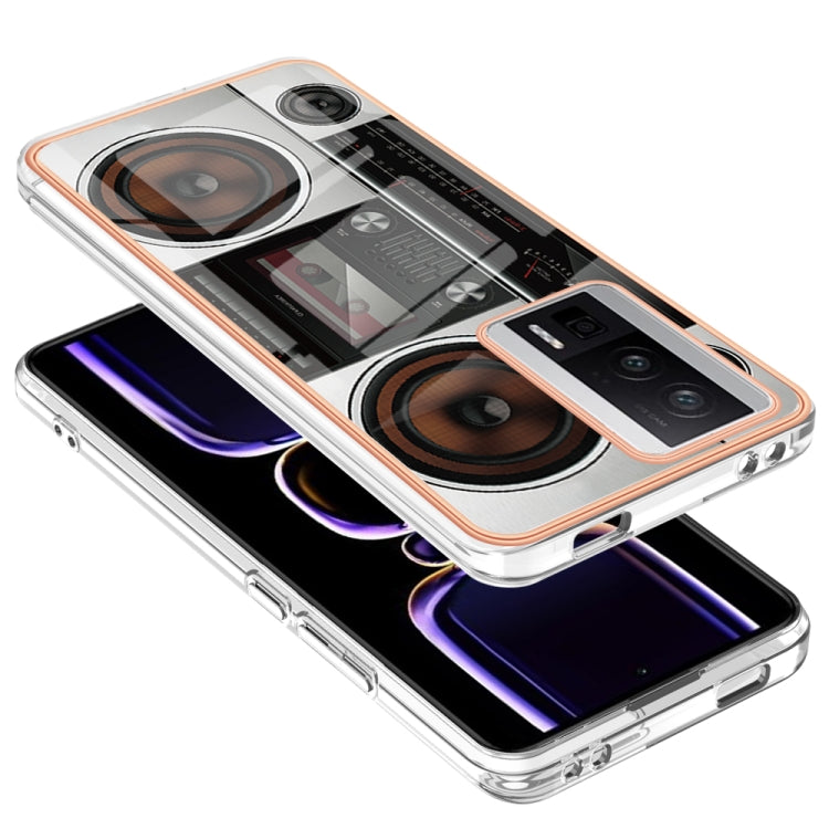 For Xiaomi Poco F5 Pro 5G / Redmi K60 Electroplating Marble Dual-side IMD Phone Case(Retro Radio) - Xiaomi Cases by buy2fix | Online Shopping UK | buy2fix