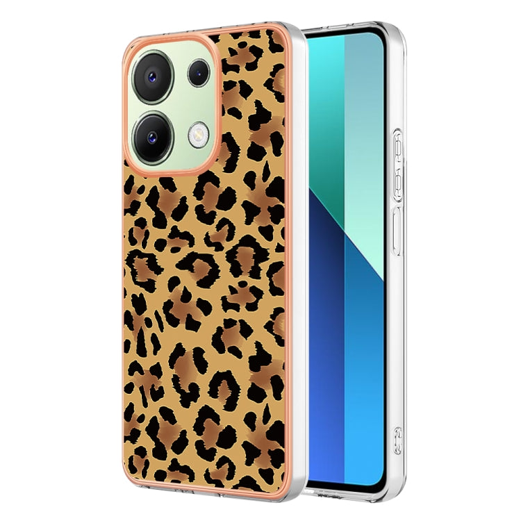 For Xiaomi Redmi Note 13 4G Global Electroplating Marble Dual-side IMD Phone Case(Leopard Print) - Note 13 Cases by buy2fix | Online Shopping UK | buy2fix