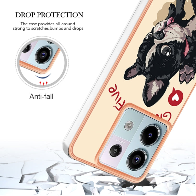 For Xiaomi Redmi Note 13 Pro 5G Global Electroplating Marble Dual-side IMD Phone Case(Lucky Dog) - Note 13 Pro Cases by buy2fix | Online Shopping UK | buy2fix