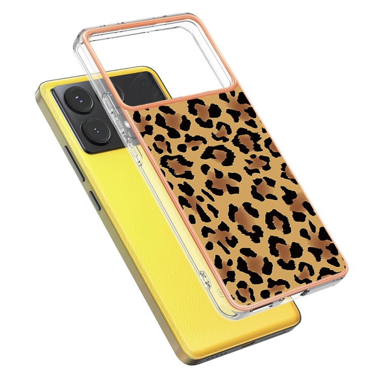 For Xiaomi Poco X6 Pro / Redmi K70E Electroplating Marble Dual-side IMD Phone Case(Leopard Print) - K70E Cases by buy2fix | Online Shopping UK | buy2fix