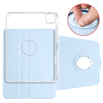 For iPad Pro 13 2024 Clear Acrylic 360 Rotation Detachable Leather Tablet Case(Ice Blue) - iPad Pro 13 2024 Cases by buy2fix | Online Shopping UK | buy2fix