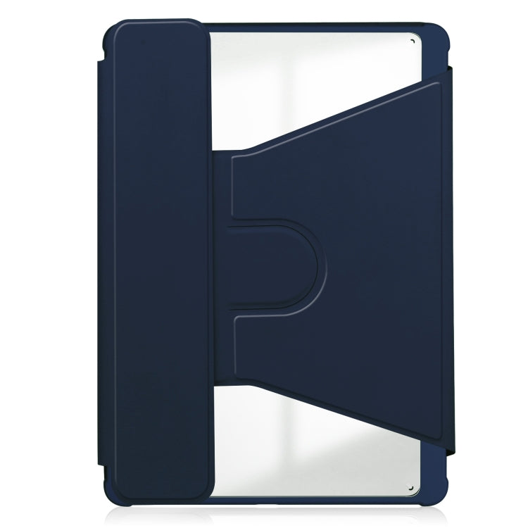 For Samsung Galaxy Tab S9 FE 360 Rotation Transparent Smart Leather Case with Keyboard(Dark Blue) - Galaxy Tab S9 FE by buy2fix | Online Shopping UK | buy2fix