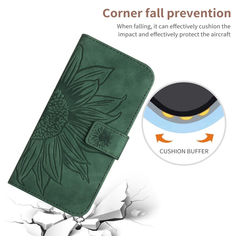 For Samsung Galaxy S24 5G Skin Feel Sun Flower Embossed Flip Leather Phone Case with Lanyard(Green) - Galaxy S24 5G Cases by buy2fix | Online Shopping UK | buy2fix