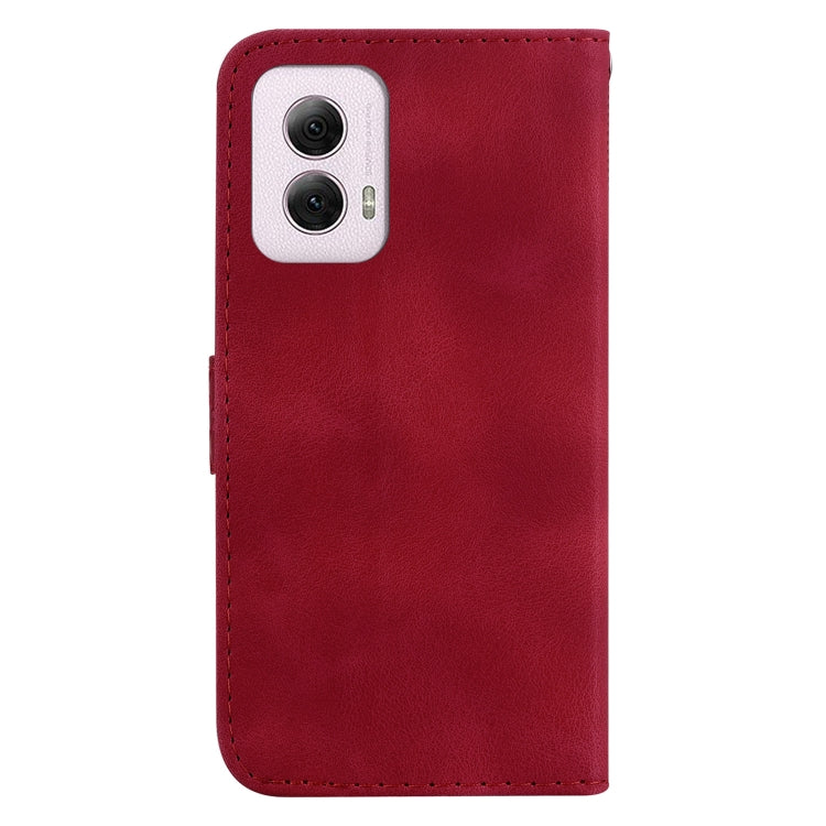 For Motorola Moto G Power 5G 2024 Seven-shaped Embossed Leather Phone Case(Red) - Motorola Cases by buy2fix | Online Shopping UK | buy2fix