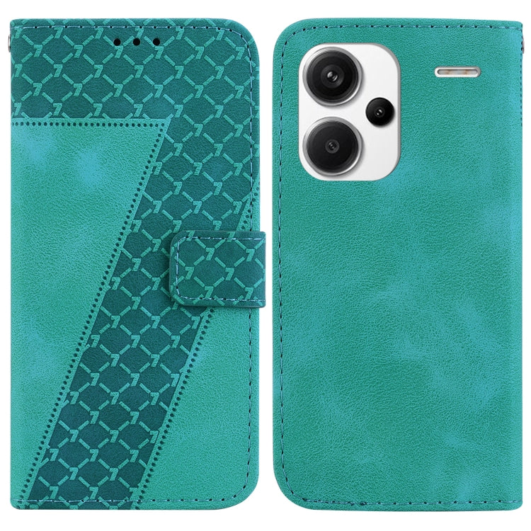 For Xiaomi Redmi Note 13 Pro+ 5G 7-shaped Embossed Leather Phone Case(Green) - Note 13 Pro+ Cases by buy2fix | Online Shopping UK | buy2fix