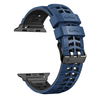 For Apple Watch Ultra 49mm Twill Dual-row Buckle Silicone Watch Band(Midnight Blue Black) - Watch Bands by buy2fix | Online Shopping UK | buy2fix