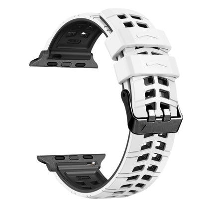 For Apple Watch Series 5 40mm Twill Dual-row Buckle Silicone Watch Band(White Black) - Watch Bands by buy2fix | Online Shopping UK | buy2fix