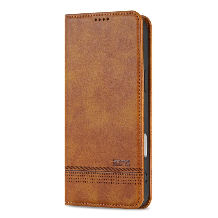 For iPhone 16 Plus AZNS Magnetic Calf Texture Flip Leather Phone Case(Light Brown) - iPhone 16 Plus Cases by AZNS | Online Shopping UK | buy2fix