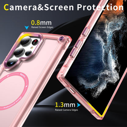 For Samsung Galaxy S25 Ultra 5G Skin Feel TPU + PC MagSafe Magnetic Phone Case(Transparent Pink) - Galaxy S25 Ultra 5G Cases by buy2fix | Online Shopping UK | buy2fix