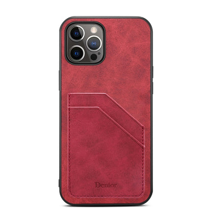 For iPhone 15 Pro Max Denior PU Dual Card Slot Back Cover Phone Case(Red) - iPhone 15 Pro Max Cases by Denior | Online Shopping UK | buy2fix