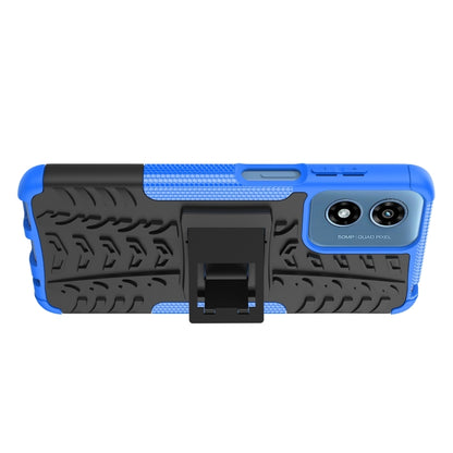 For Motorola Moto G Play 4G 2024 Tire Texture TPU + PC Phone Case with Holder(Blue) - Motorola Cases by buy2fix | Online Shopping UK | buy2fix